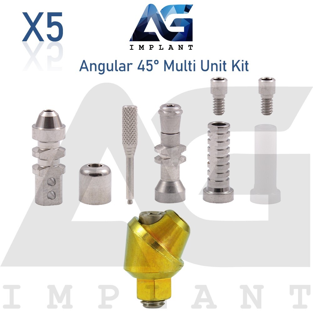 5 Angular 45° Multi Unit 1.6 Prosthetic Full Kit Internal Hex With Screw
