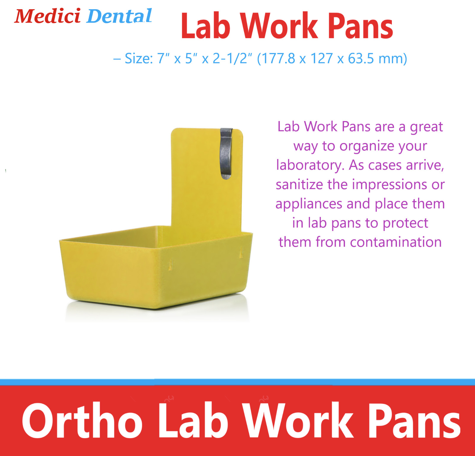 Dental Pro Lab Pan Ortho Laboratory Pan: Medium w/Clip Includes Hanging Strips