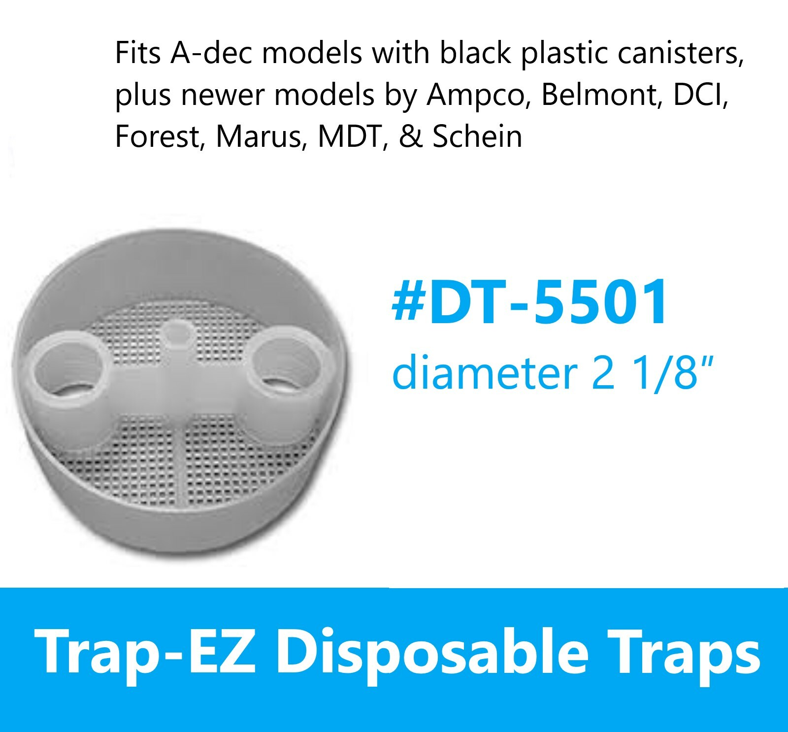 Disposable Evacuation Traps #5501, Diameter 2 1/8″, 144/Box, Fits Adec models