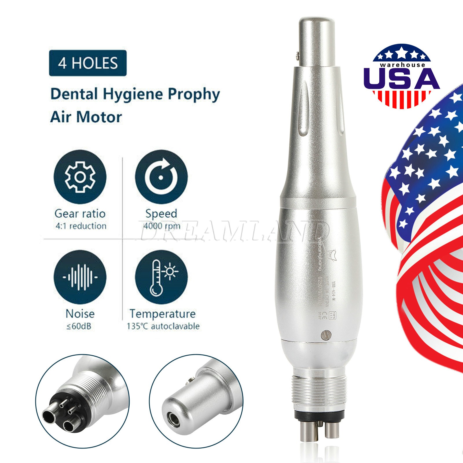 DentalLow Speed Handpiece Straight Contra Angle Motor 4/2Holes/Hygiene Handpiece