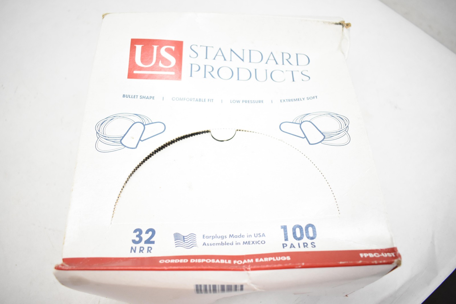 US Standard Products Corded Foam Earplugs 32 NRR 100 Pairs Made in USA FPBC-UST