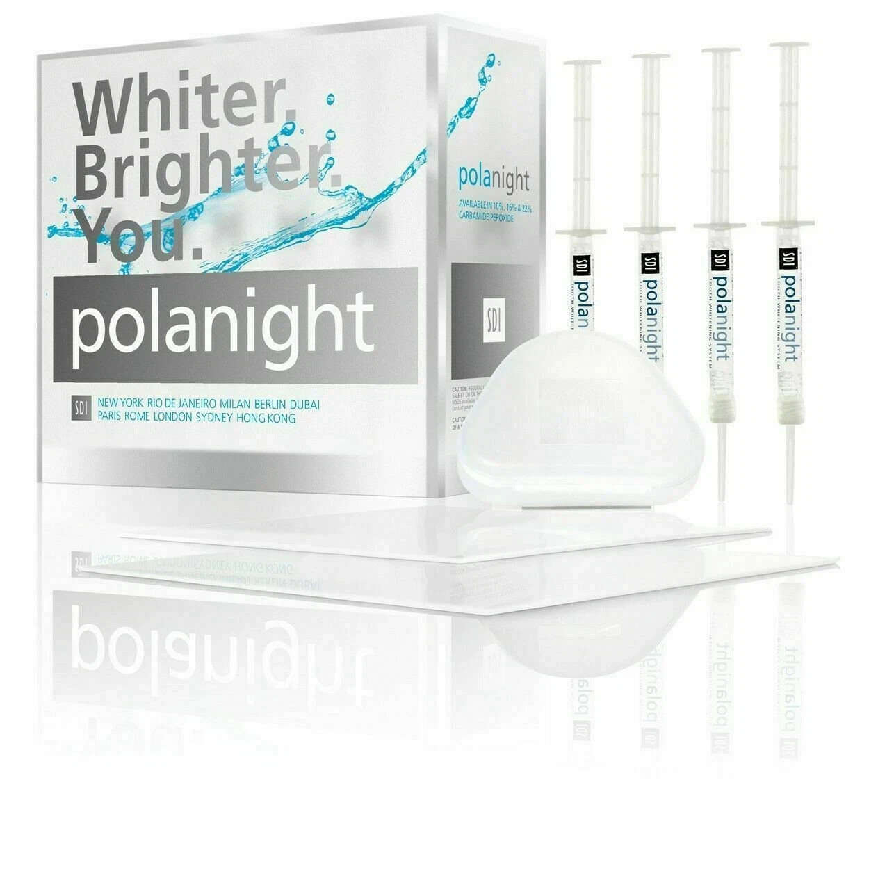 SDI Pola Night Kit 22% Dental Tooth Whitening Bleach Kit of 4 X 3gm Syringes.