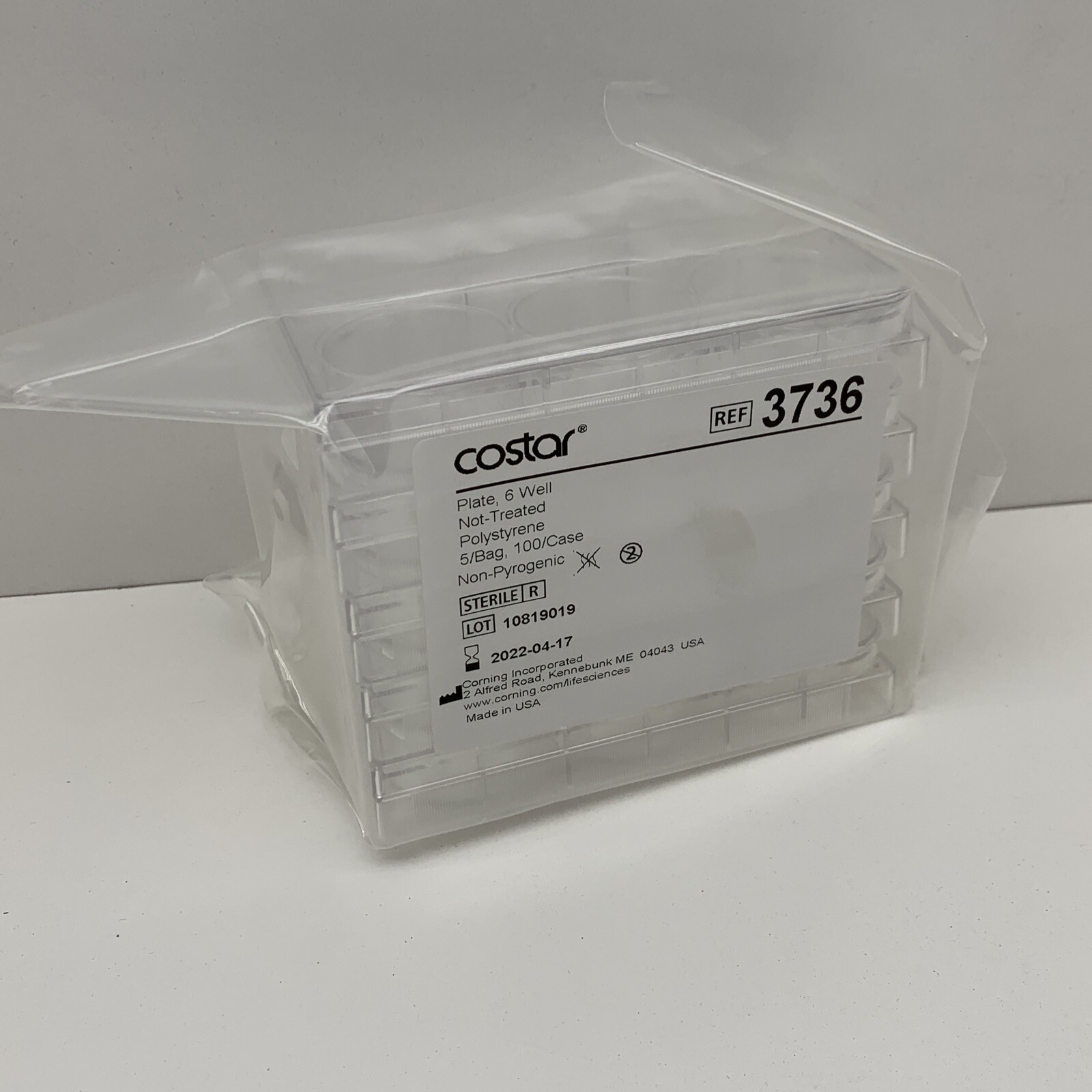 (100-Pack) Corning 3736 Costar 6-Well 16.8 mL Flat Bottom Plate Sterile EXPIRED
