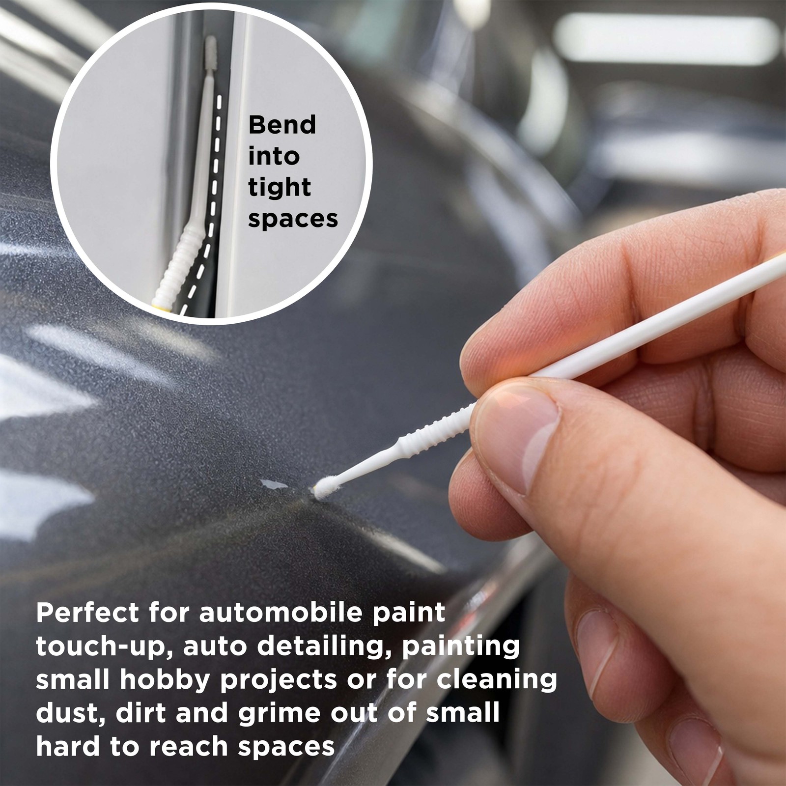Paint Touch Up Micro Brushes, 100 Superfine 1.0 mm Tip Brush Applicators, Auto