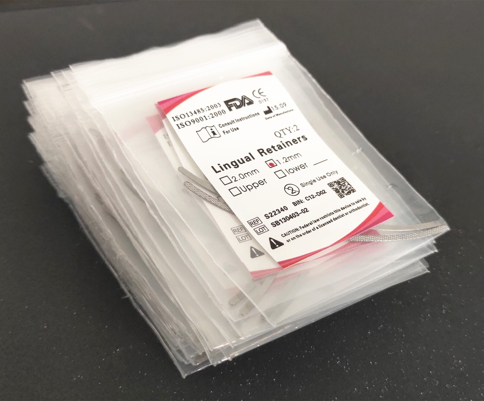 Dental Orthodontics 1.2mm Lingual Retainer 2Pcs/bag Universal Mesh Base