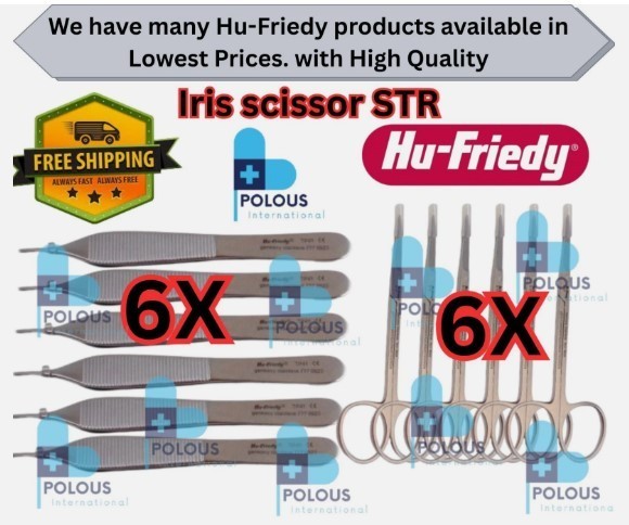HU-FRIEDY Lot of 6X Iris Scissor STR S17 and 6X Adson Forcep TP41