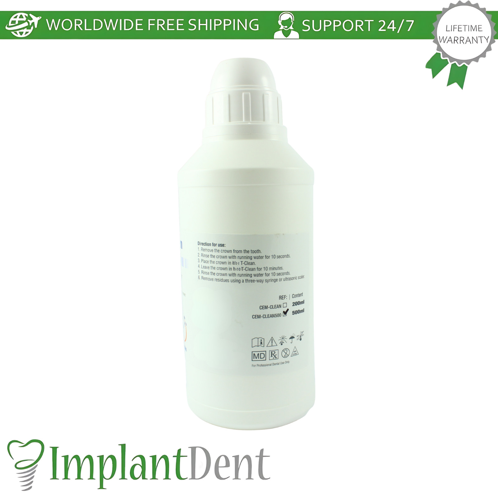 T-Clean 500ml Dental Cement Cleaner Removes And Dissolves Temporary Residue