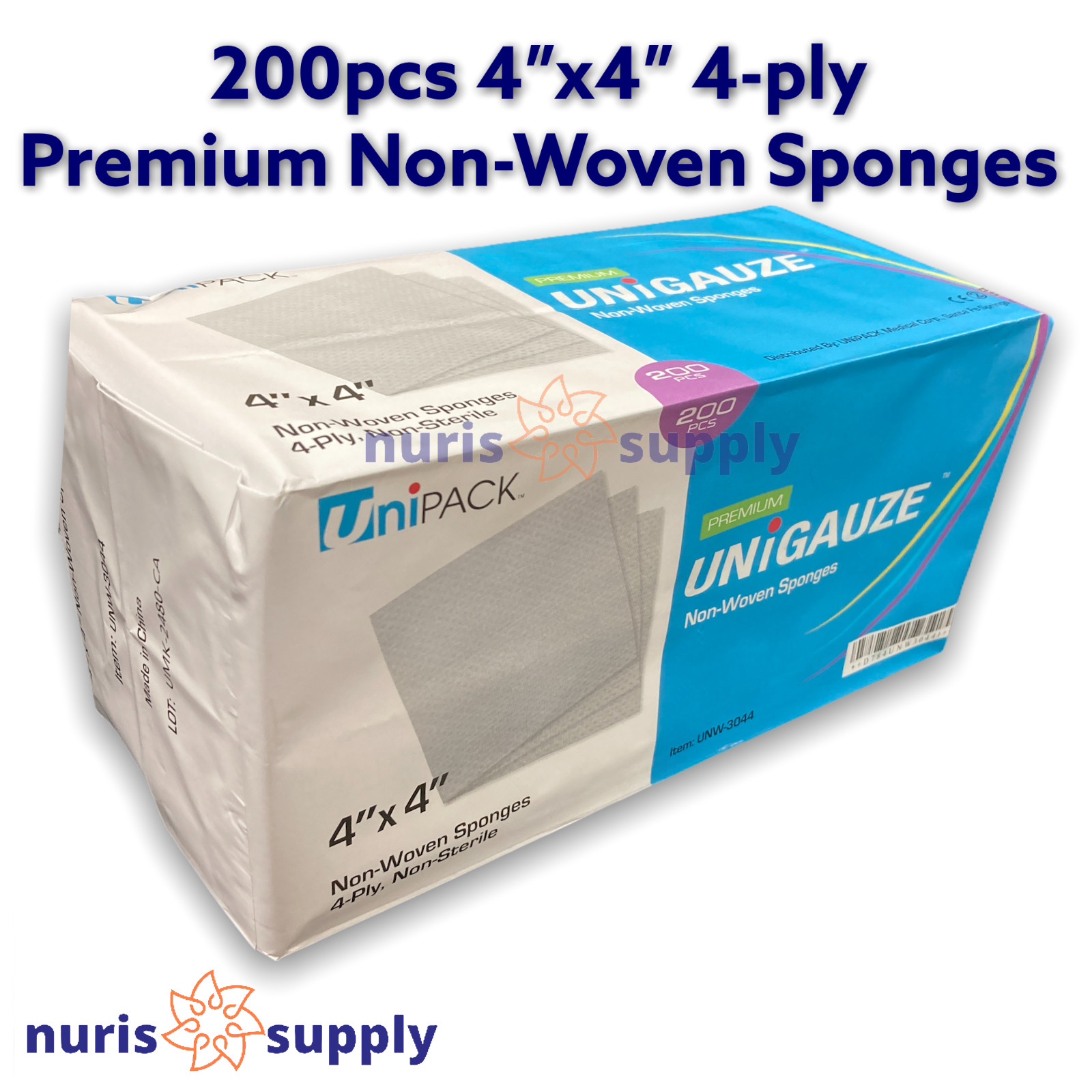 200pcs 2″x2″, 3″x3″, 4″x4″, Premium Dental Medical Non-Woven Sponges