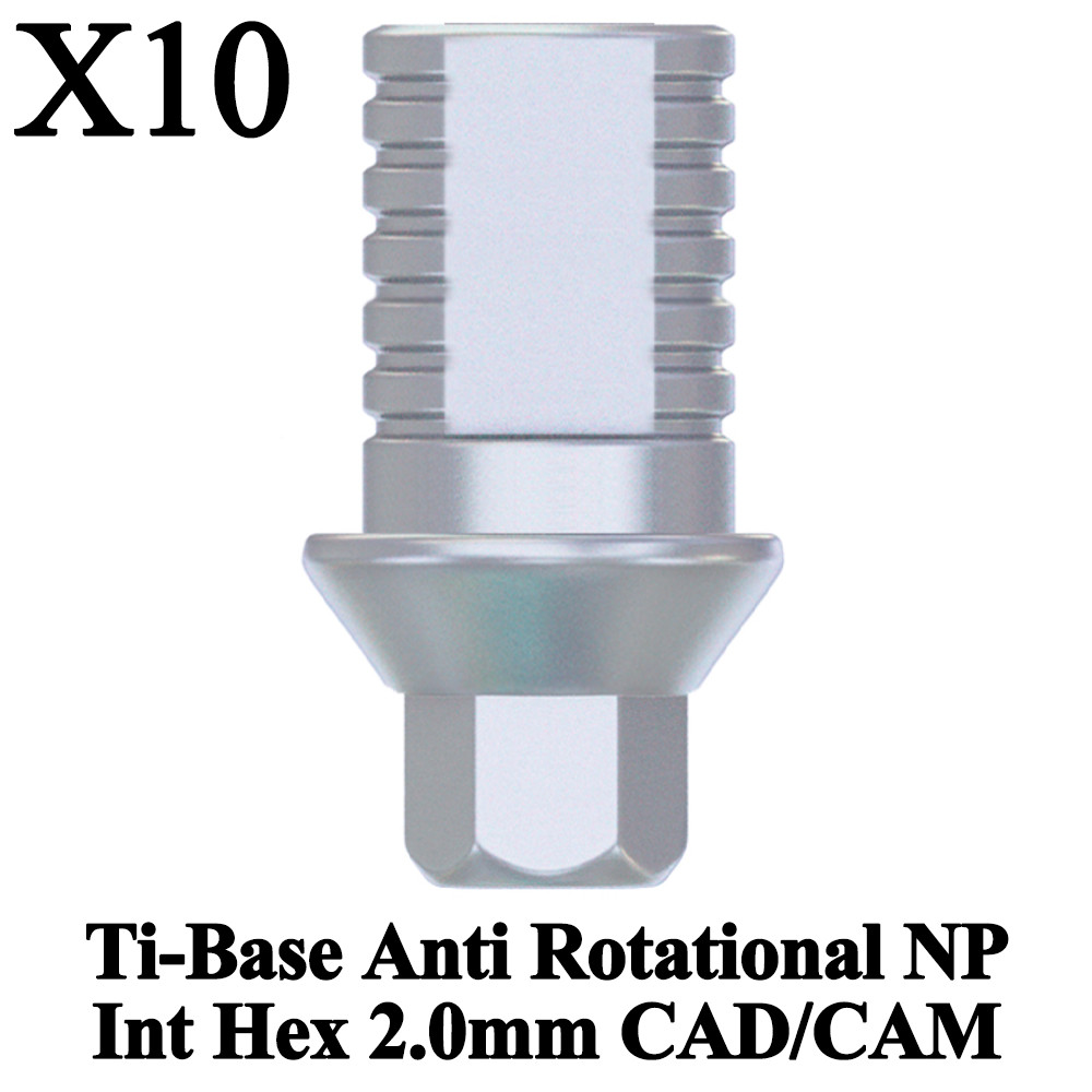10x Dental Ti-Base CAD/CAM Anti Rotational NP Hex 2.0mm Titanium Library Slim