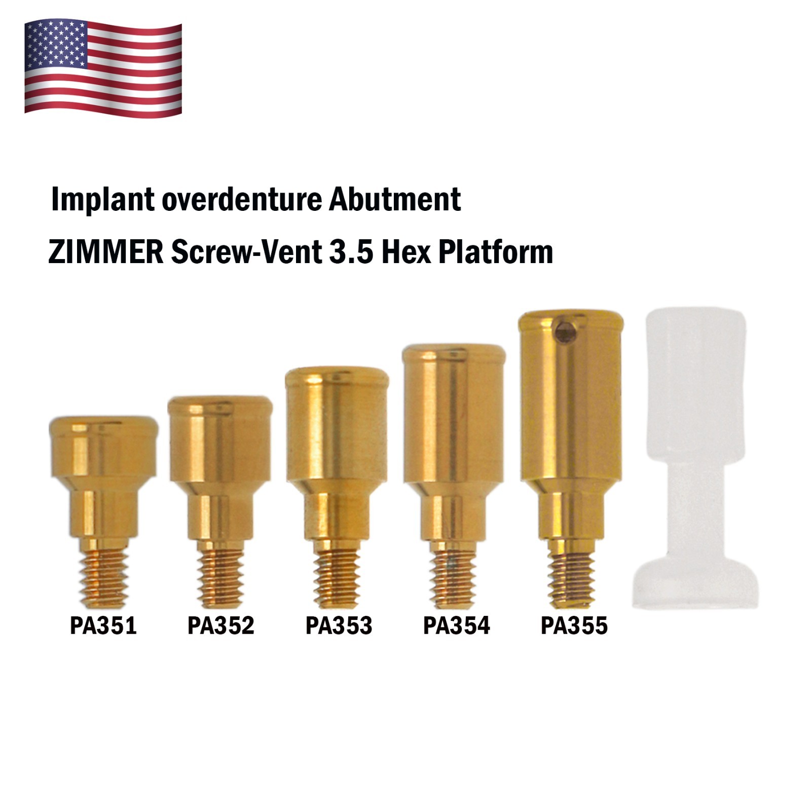 Overdenture Locator Abuetment for Zimmer Tapered Screw-Vent 3.5mm Male Caps Tool