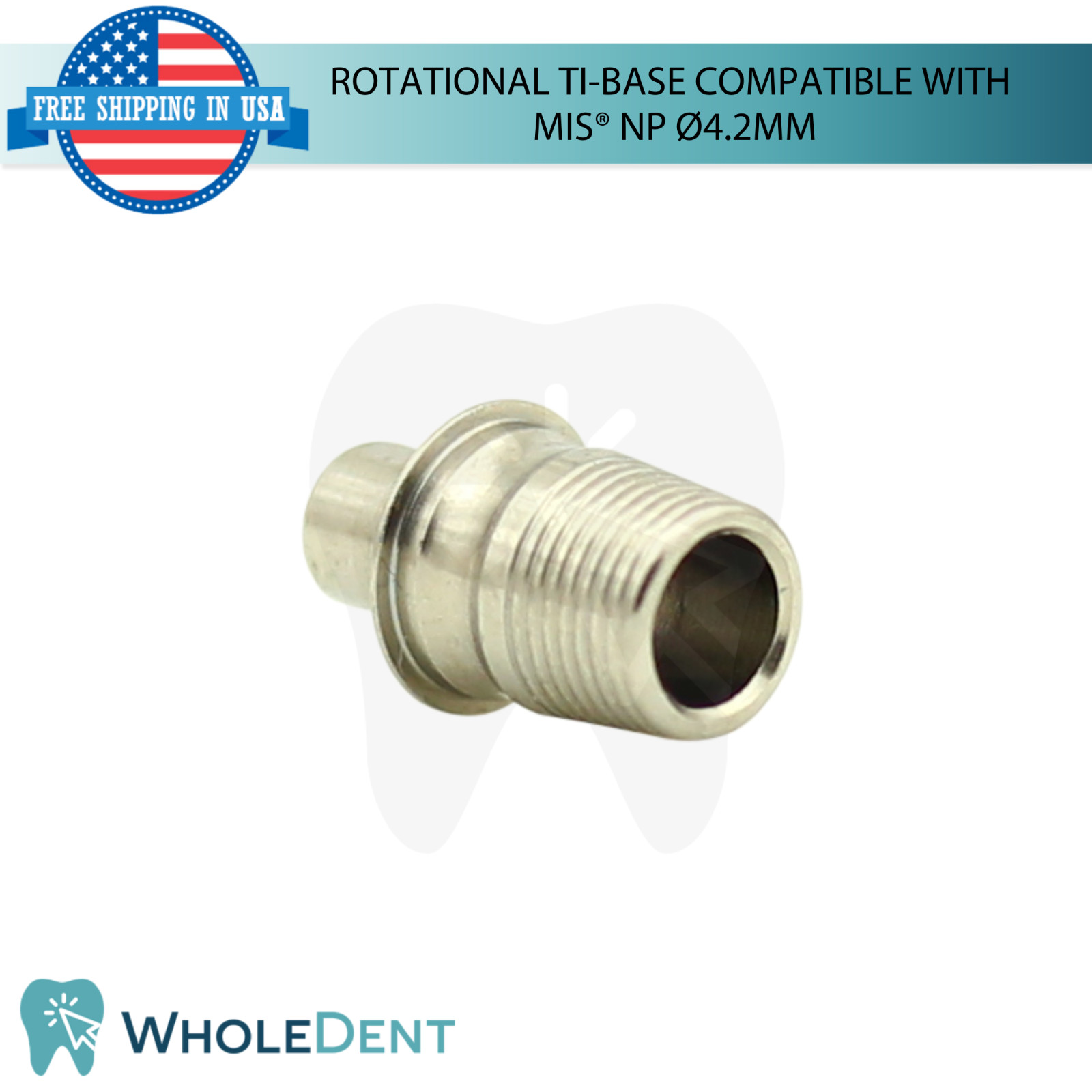 5x Dental Rotational Ti-Base Ø4.2mm NP MIS® Compatible Int Hex System 2.10mm