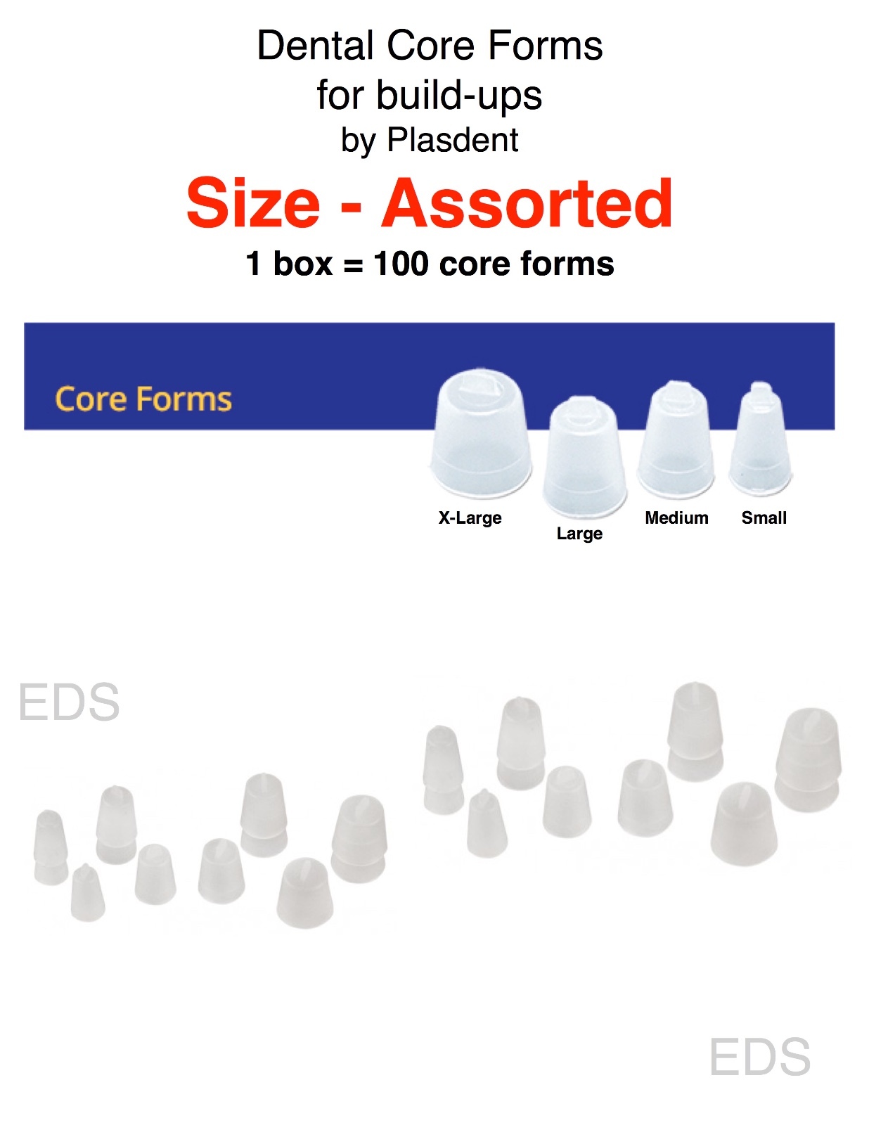 Dental Core Forms for Build ups 100 pcs – Assorted