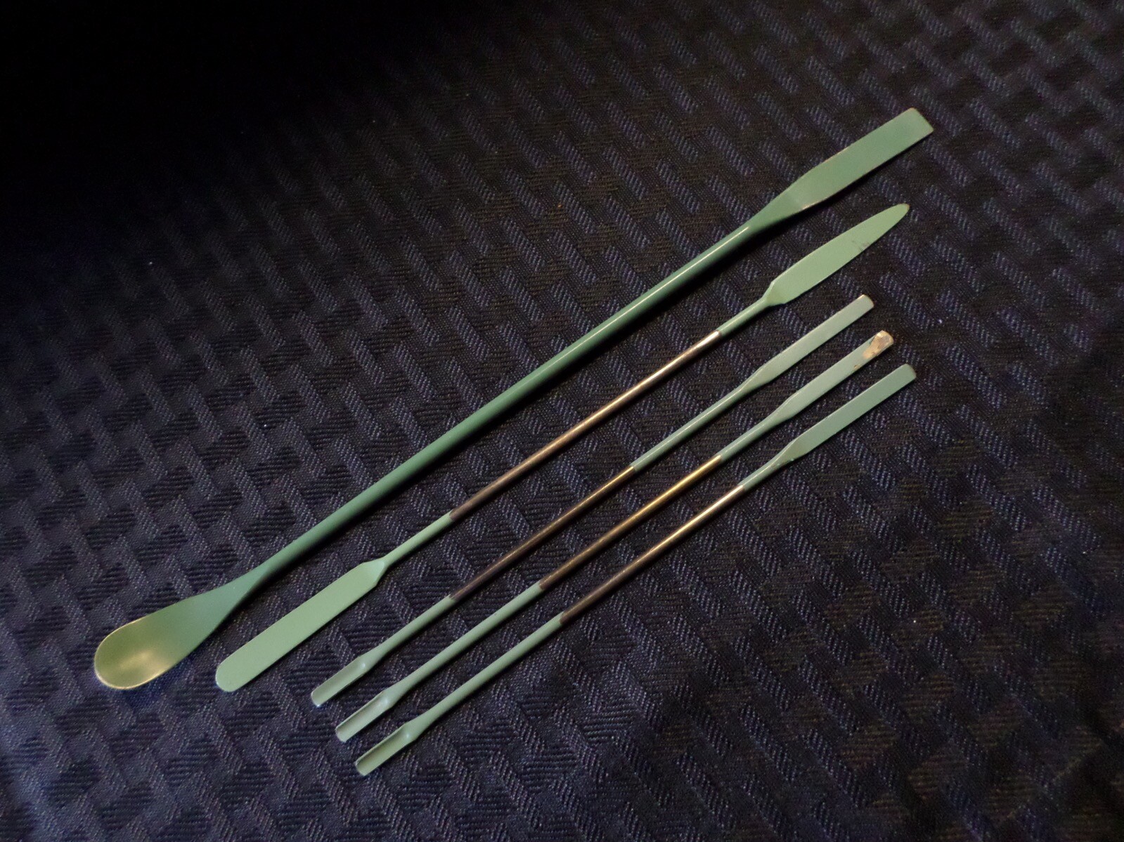 Laboratory Stainless Steel Coated Double Ended Spatula Set in Green 5/Pcs
