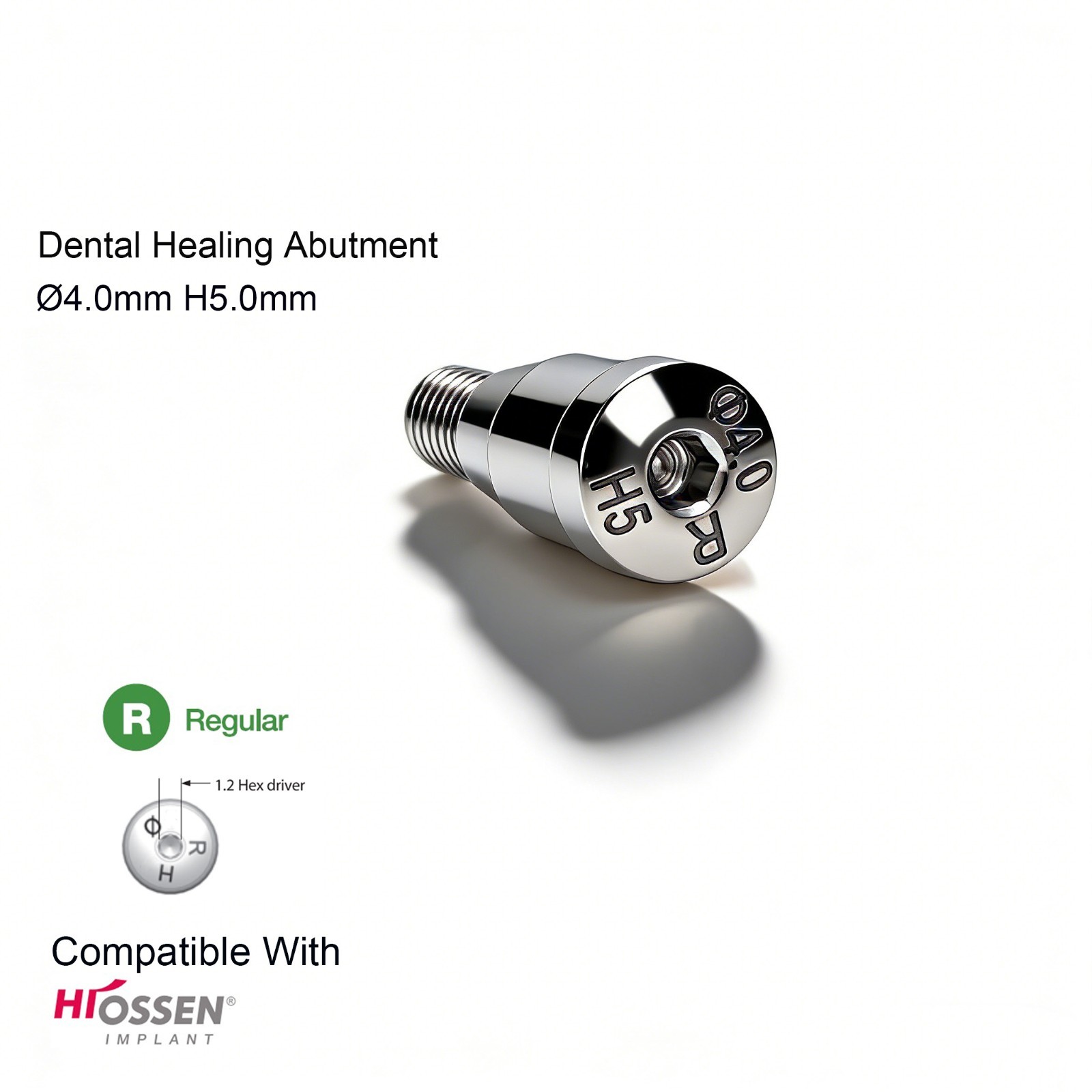 Dental Healing Cap Abutment Regular Platform Compatible Hiossen ET Conical 5.0mm