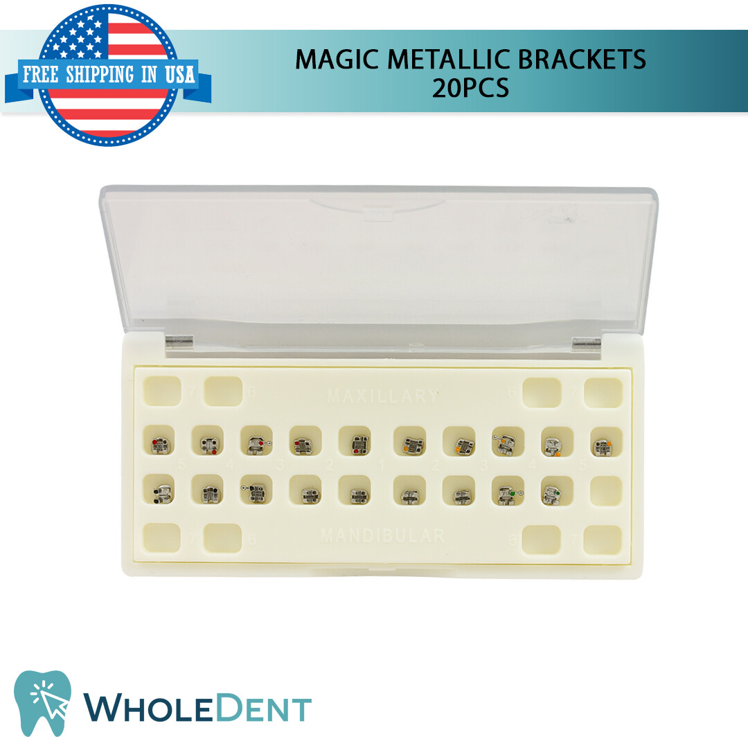 Orthodontic Dental Mini Metal Brackets Hook Twin Braces Kit MBT Magic 20pcs