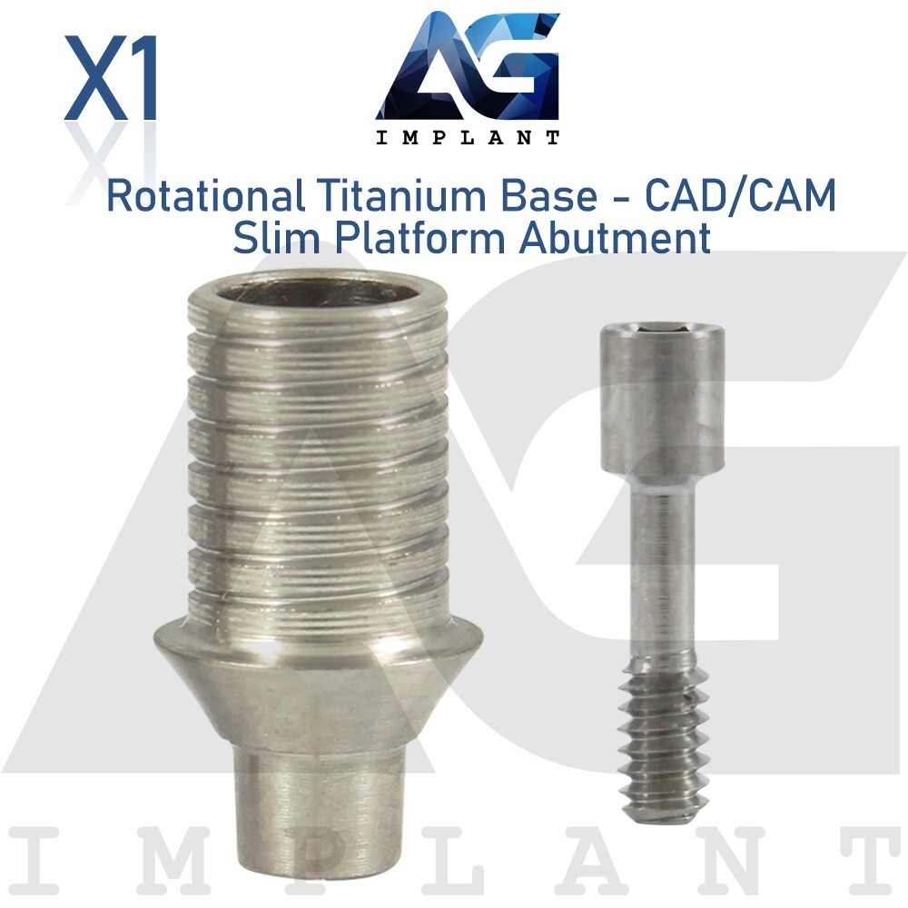Rotational Titanium Base CAD/CAM Slim Platform Prosthetic Int Hex 2.0mm