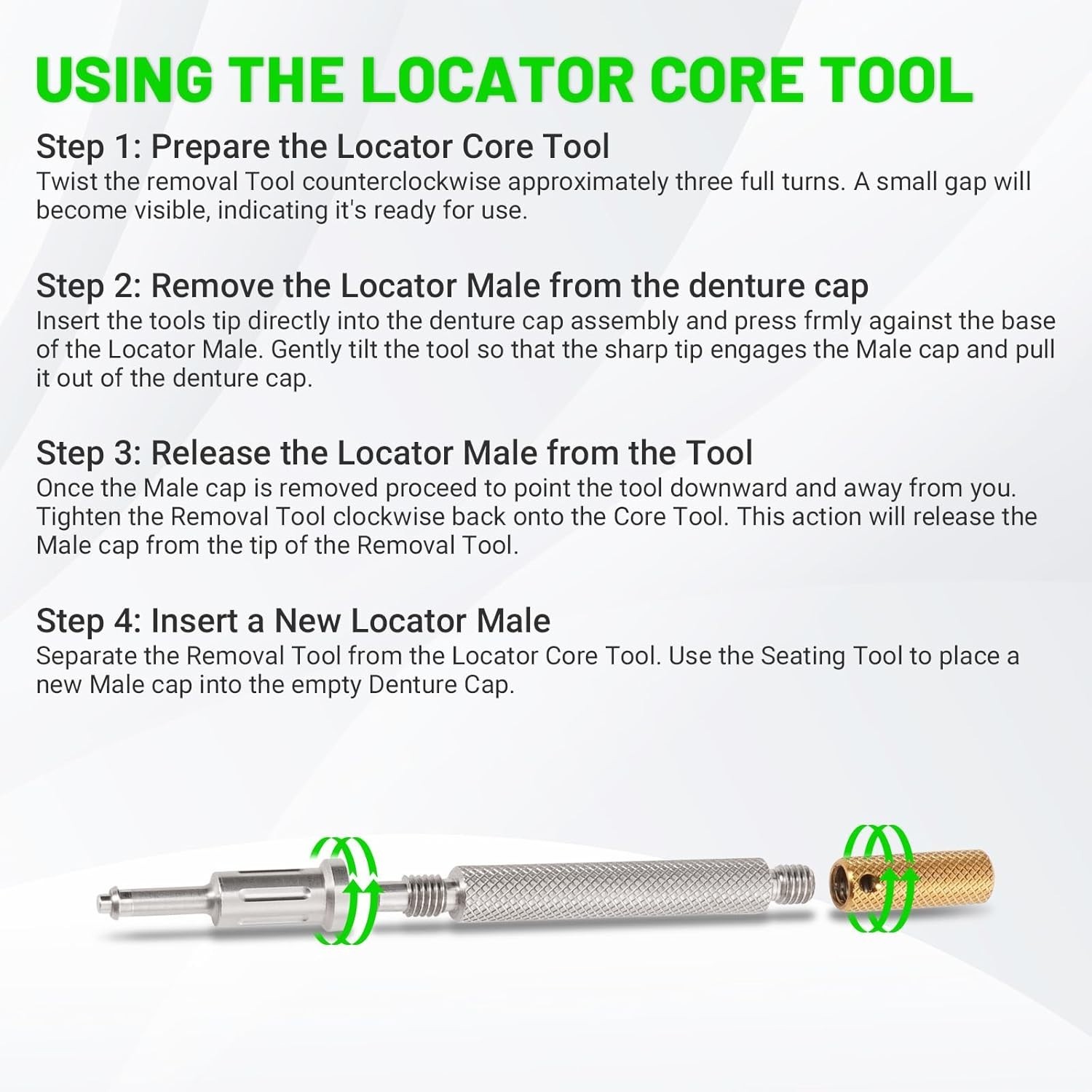 US Dental Fit Zest Anchors Locator Retention Caps Range & Core Tool Overdenture