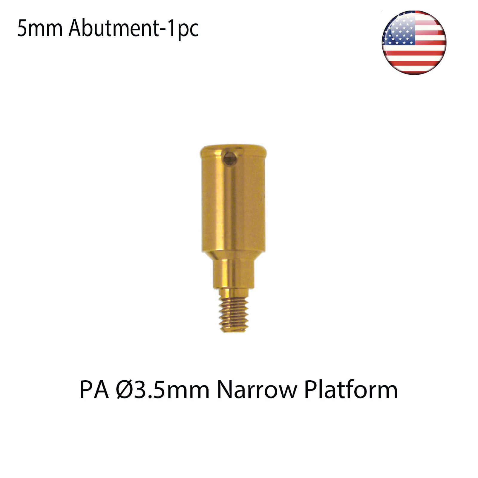 US Dental PAØ3.5mm 5mm Overdenture Abutment fits Zimmer BEGO 3.75, MIS, Adin