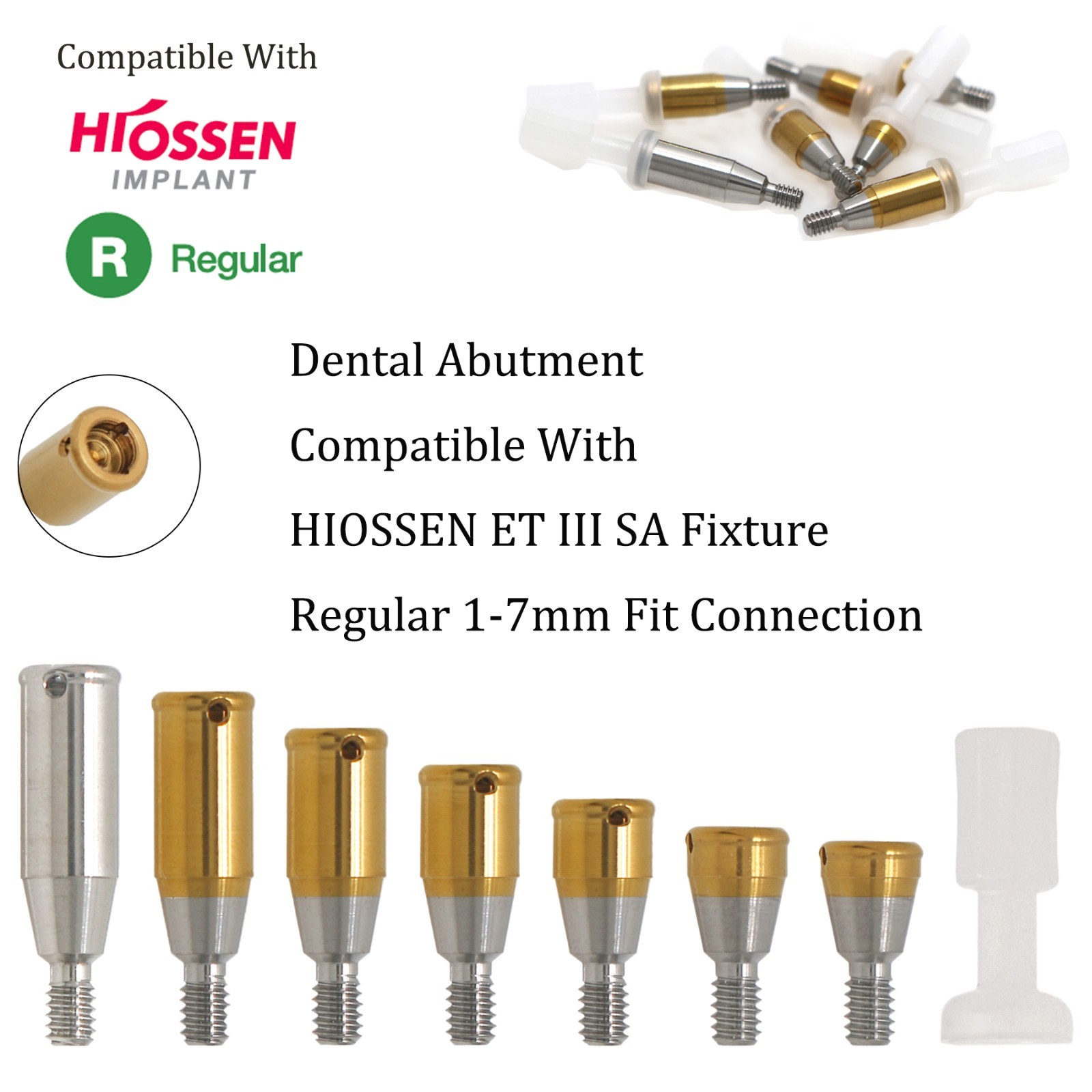 US Hiossen ET ZEST Ti Locator Attachment Overdenture Abutment Fit Mini/Regular