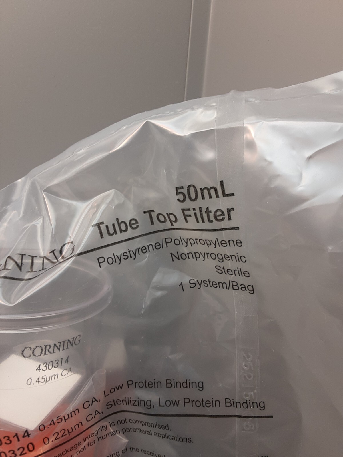 NEW CORNING 50ML TUBE TOP FILTER (0.45UM CA) LOW PROTEIN BINDING (1) 430314