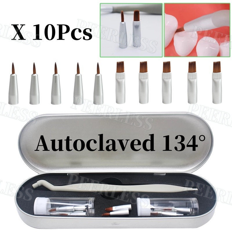 Dental Brush Pen Replaceable Brushes Head Straight Curved Head Mini Micro Brush