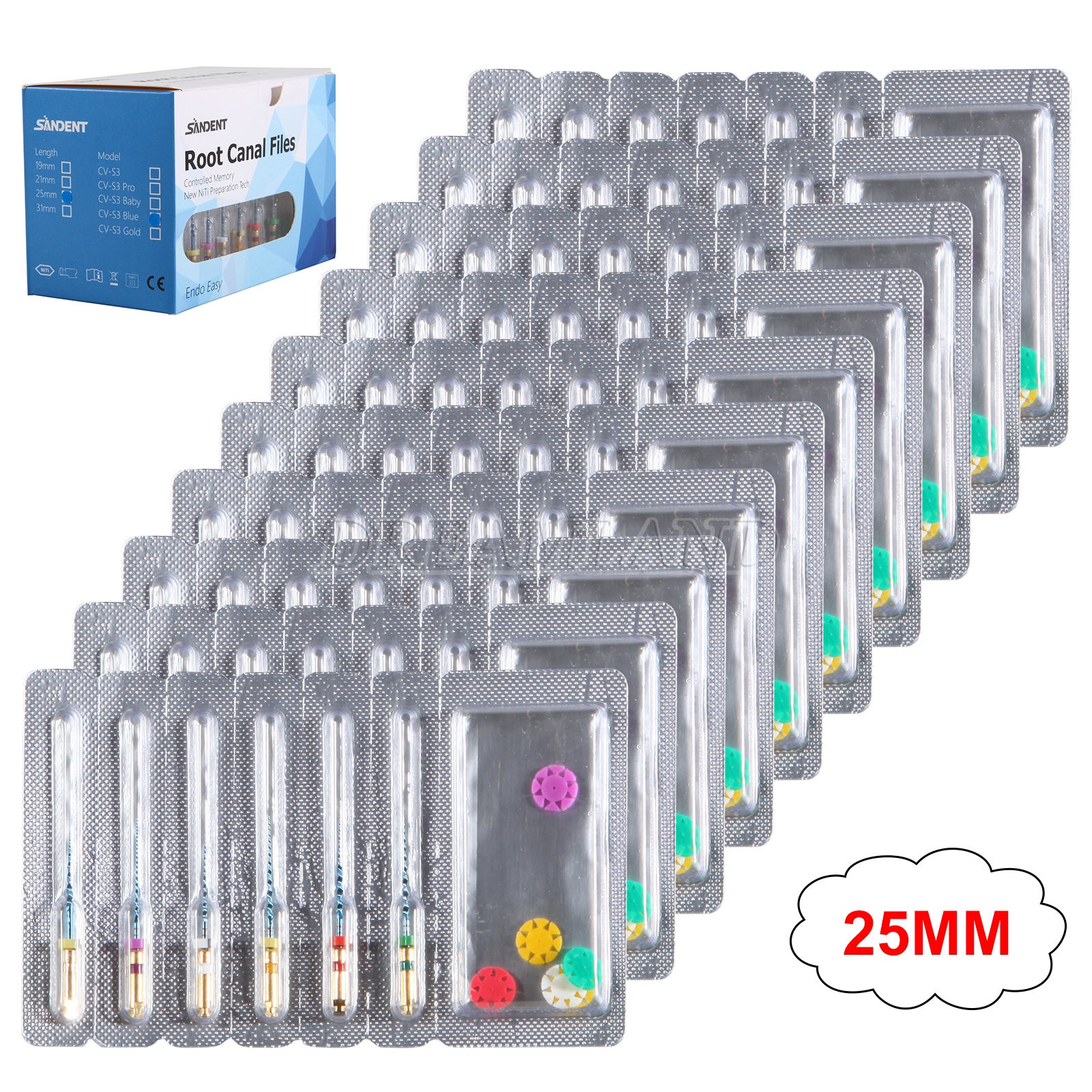 100pack Dental NiTi Super Rotary Files for Endodontic Endo Motor Root Canal 25MM