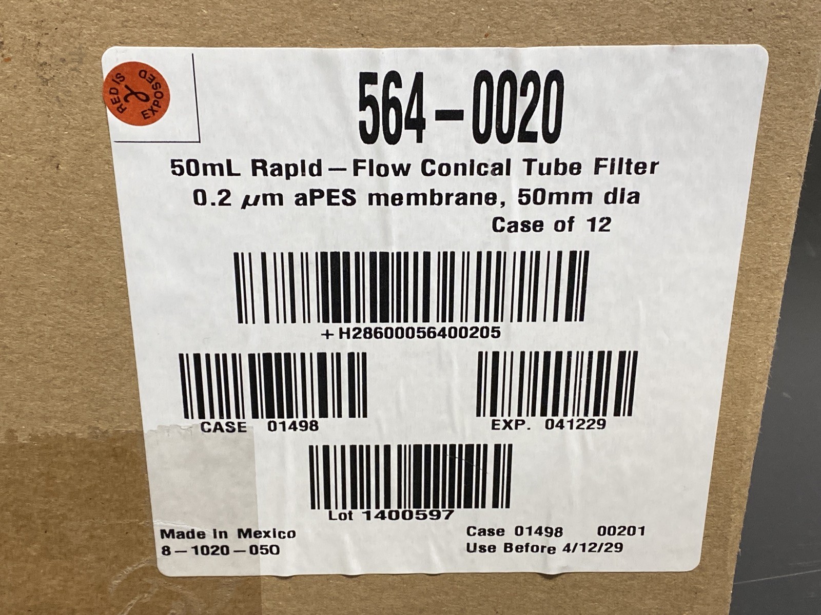 (12/Cs) NALGENE Rapid-Flow 50mL Conical Tube Filter Unit 0.2um PES 50mm 564-0020