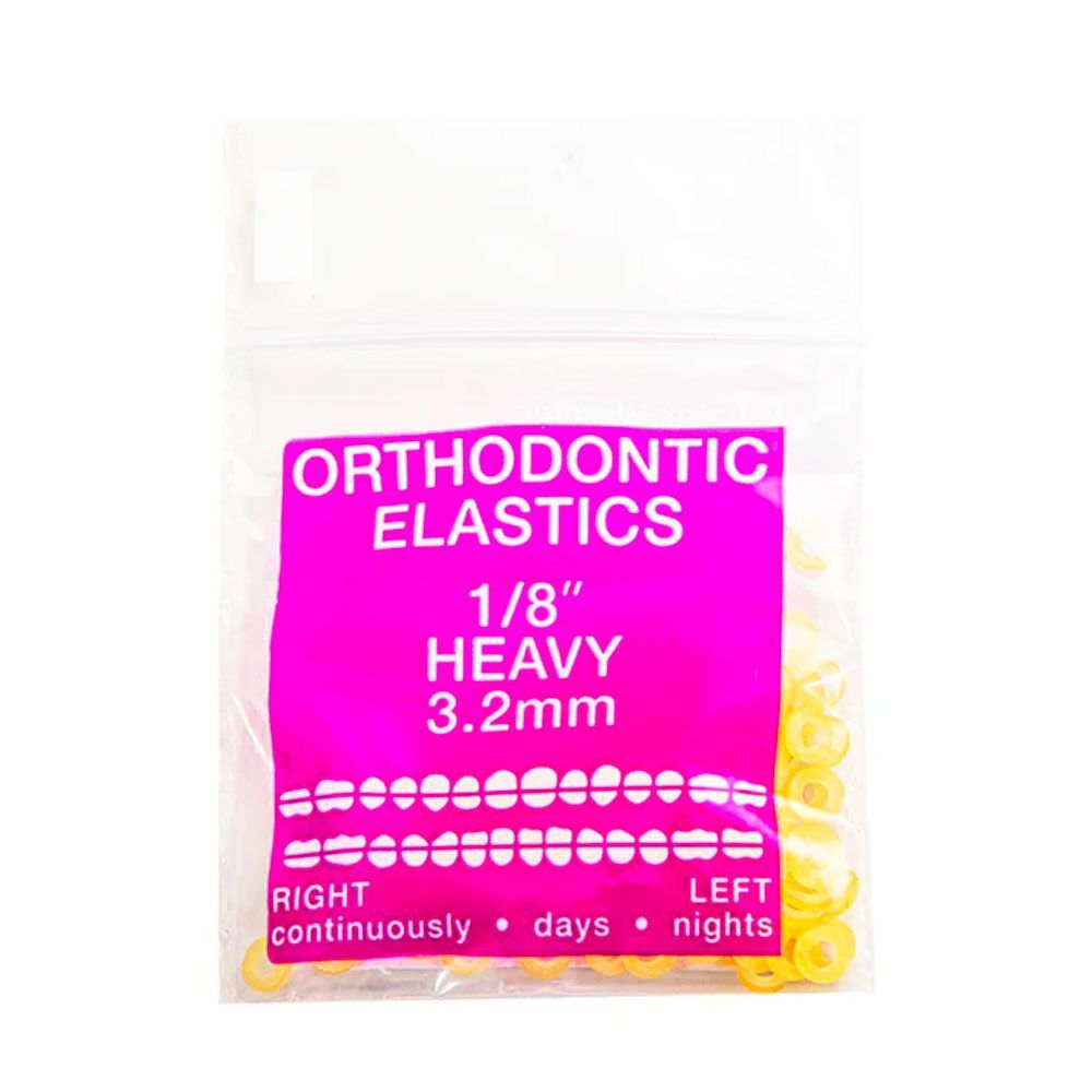 JMU Orthodontic Latex Elastics, Heavy 1/8″, Yellow, 100/Bag