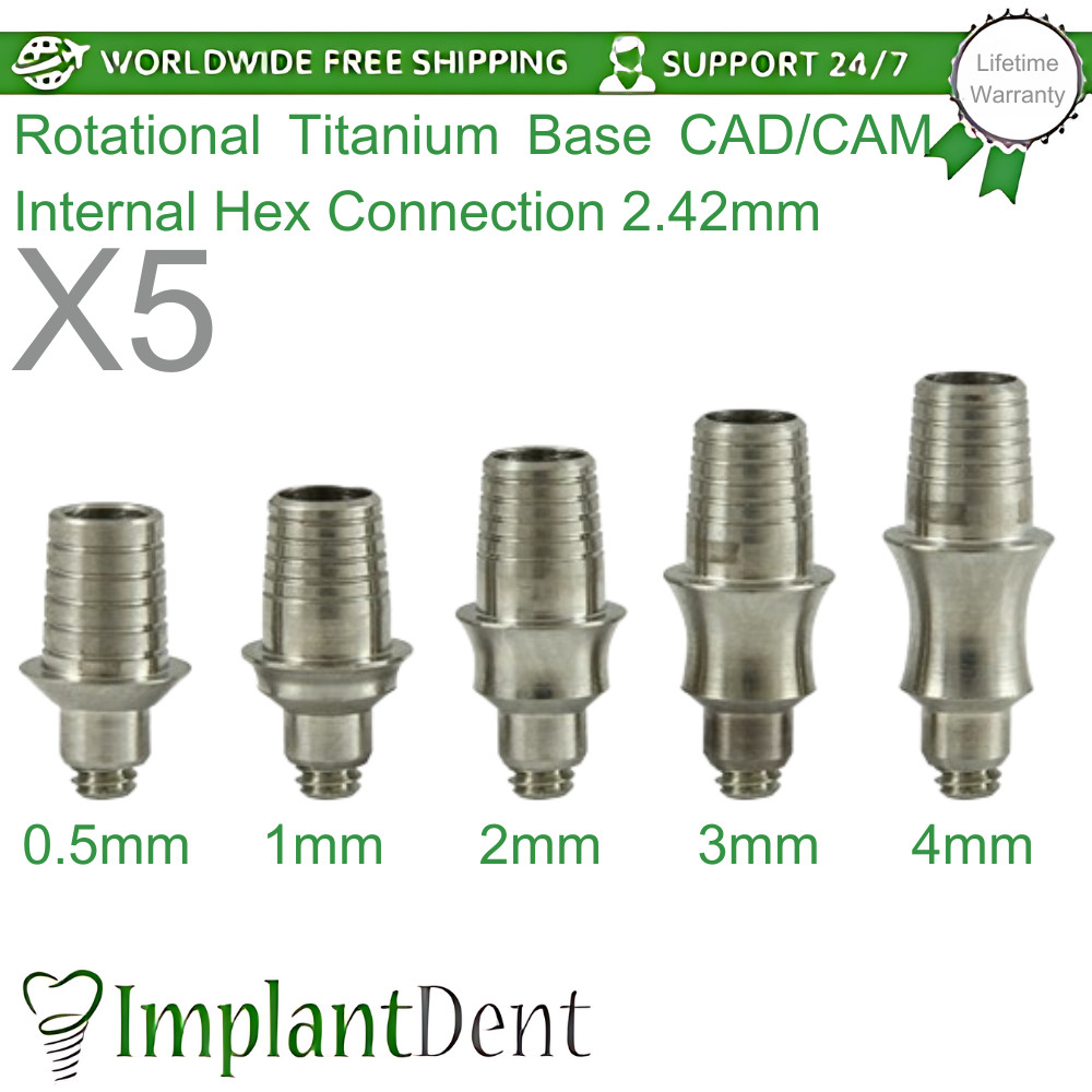 X5 T-Base CAD/CAM Rotational For Dental Int Hex Connection 2.42mm Dentistry Lab