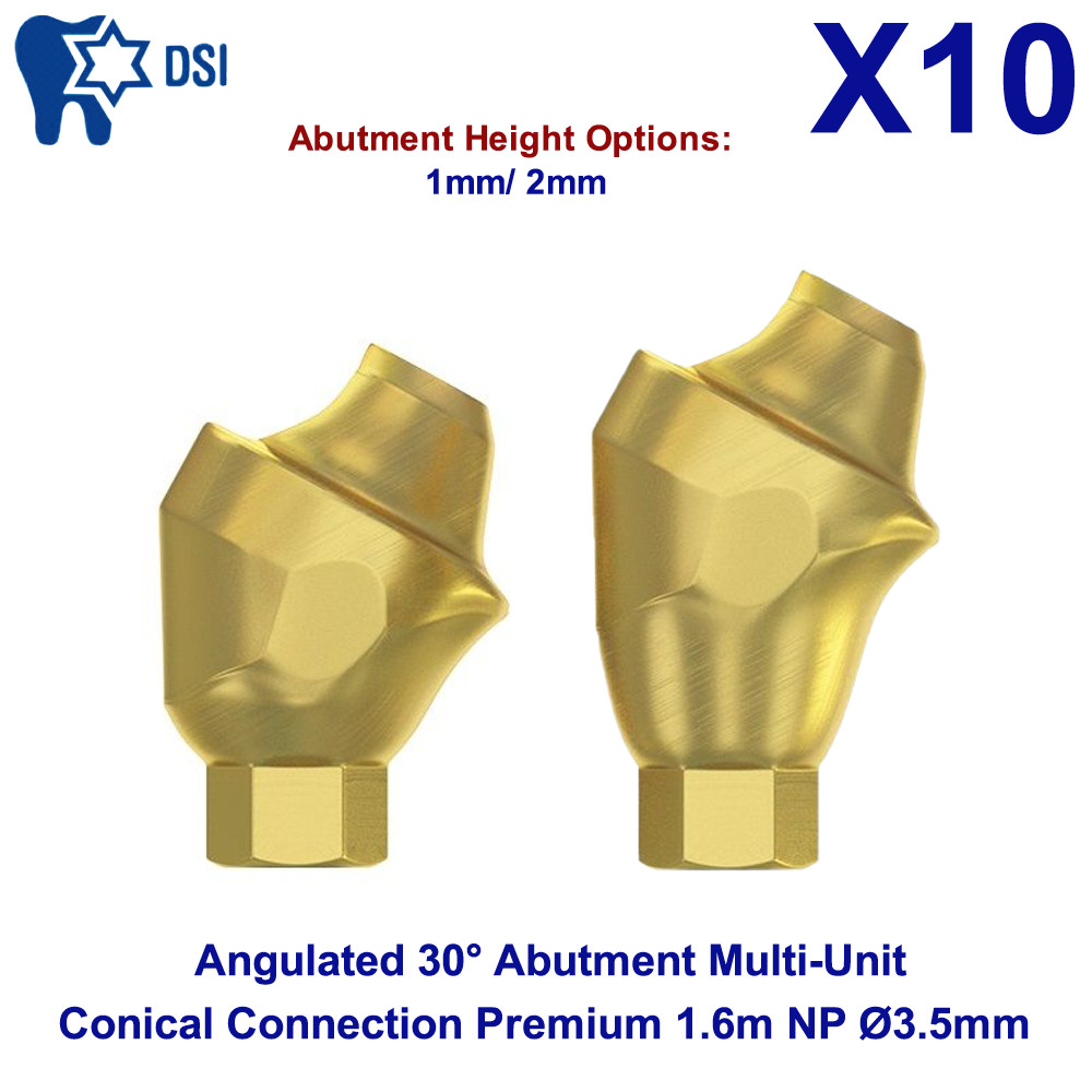 10x Dental Conical Angulated 30° Abutment Multi-Unit Premium 1.6m NP Ø3.5mm