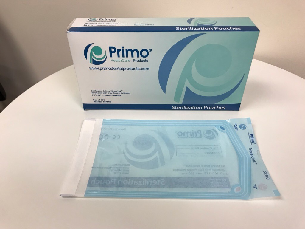 Primo Triple Chek Sterilization Pouch 5.25 x 10 (200) Bags Dental Tattoo Nail