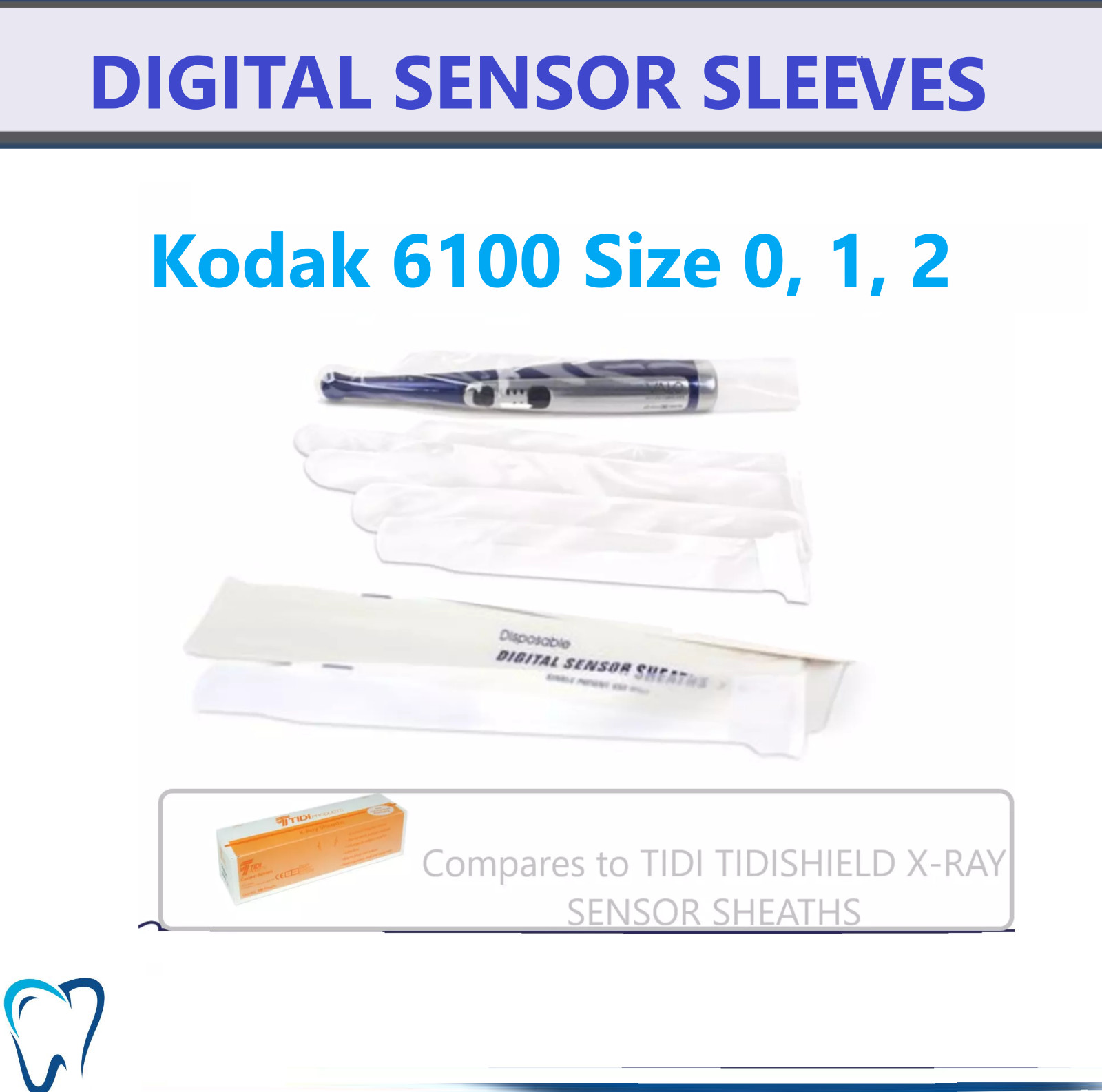 Dental Digital X-Ray Sensor Sleeve Sensor Cover For Kodak 6100 Size 0, 1, 2,