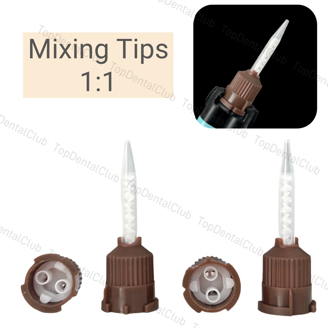 50pcs Dental Mixing Tips Temporary Cement Impression Material Brown Mixed 1:1