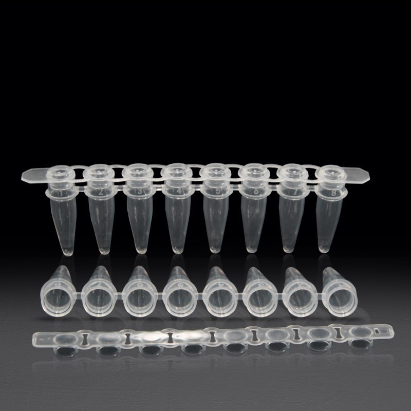 CellGrow Scientific PCR 8-Strip Tubes 0.2mL Attached Flat Caps Separable Qty 120