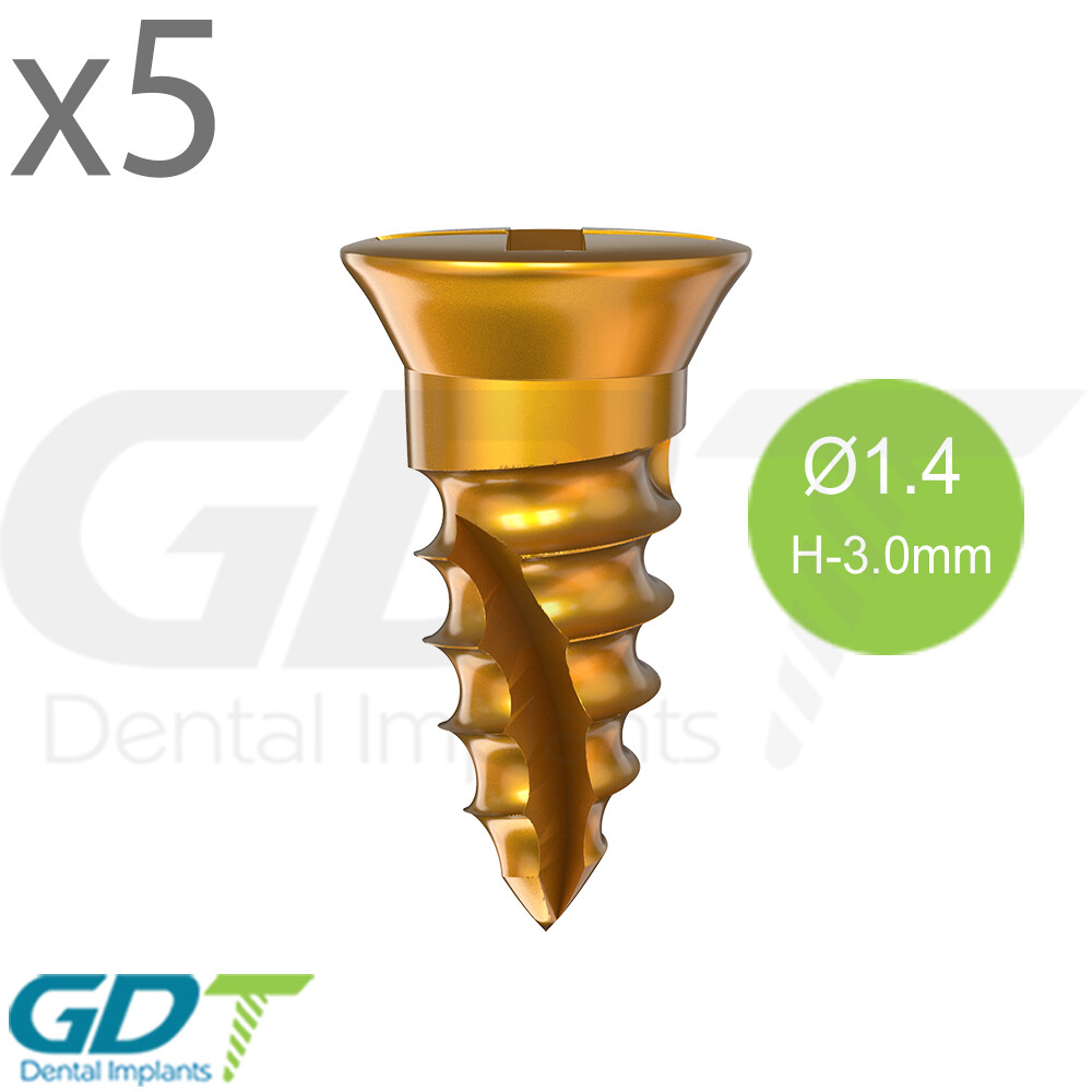 5 Self Drilling GBR Bon Screw Ø1.4mm, 3.0mm Membrane Fixation Dental Im plant