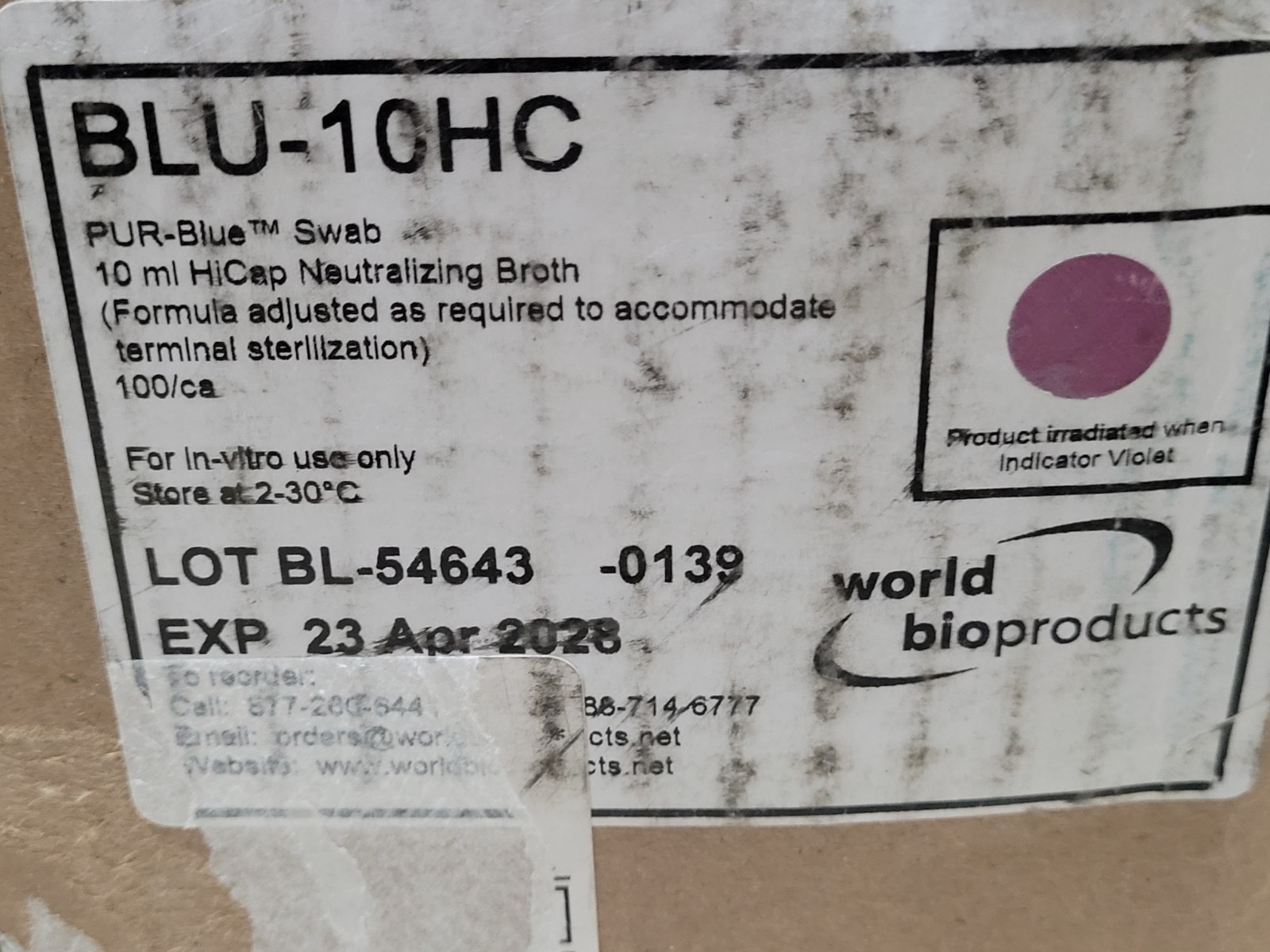 BLU-10HC Pur-Blu Swab 10ml HiCap Neutralizing Broth 20pc Lot Expires April 2028