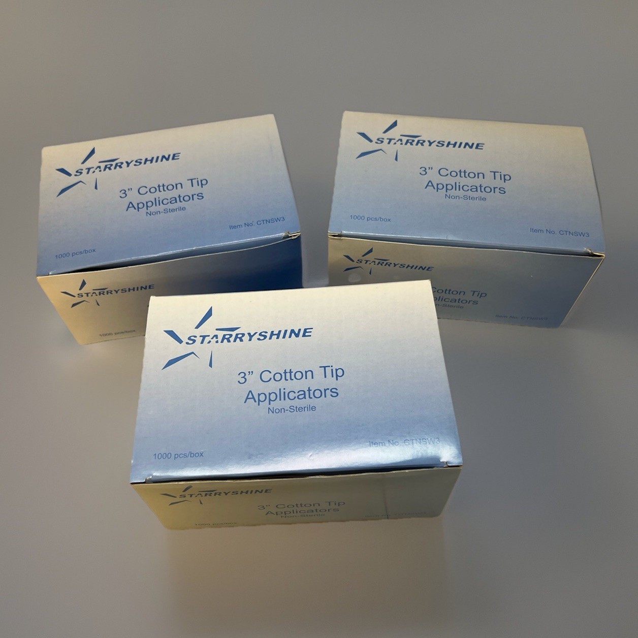 Starryshine 3” Cotton Tip Applicators Non-Sterile 3000pcs (3×1000) Dental