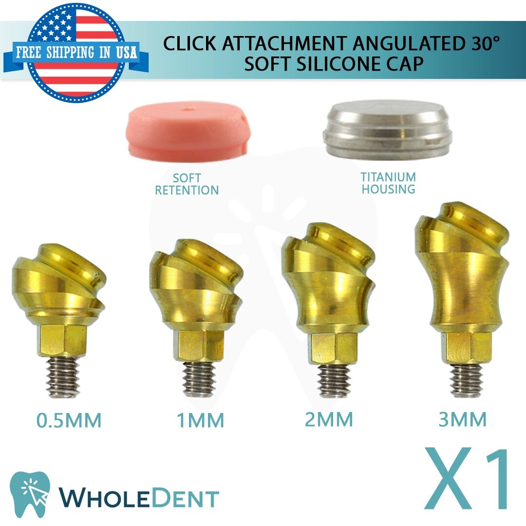 Angulated Click Attachment Soft Silicone Cap 30° Housing Dental Internal Hex