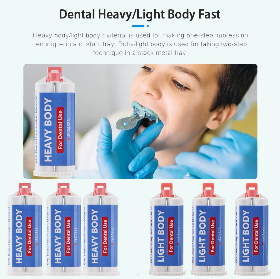 64PCS Dental Impression Material VPS Heavy & Light Body Fast Set 50 ml Cartridge
