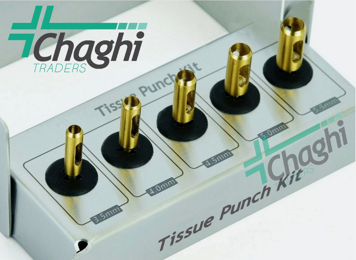 5 Pcs Dental Implant Tissue Punch Kit set Surgical Surgery With Box HolderChaghi