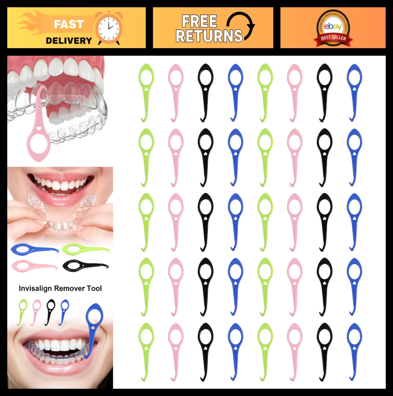 Invisible Aligner Removal Tool – 40pcs Clear Braces Remover & Fixer Kit
