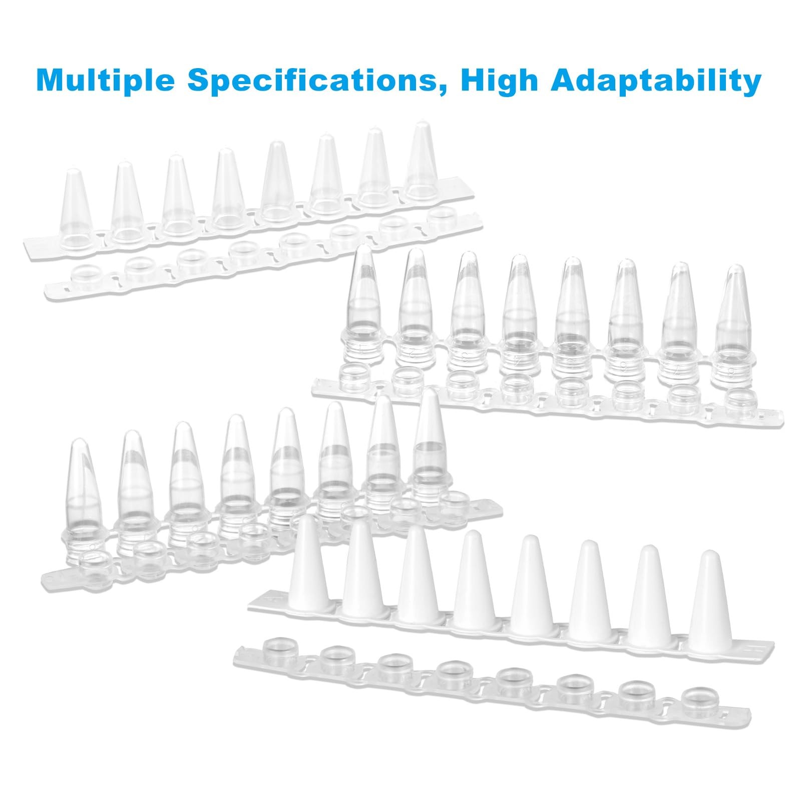 125 Strips 0.1ml 8Strip PCR Tubes Clear Thin Wall Flat Caps DNase/RNase Free