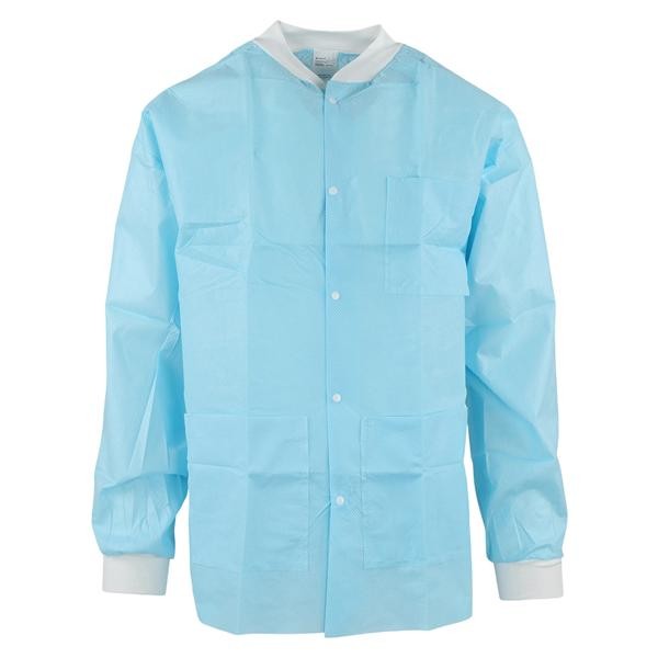 Medicom 8104-C SafeWear Hipster Protective Lab Jackets Soft Blue Large 12/Pk