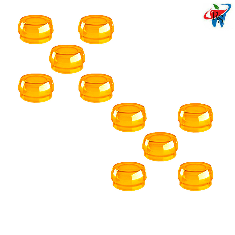 10pcs Dental Yellow Silicone Caps Extra Soft Retention 600gr Loc In Attachment