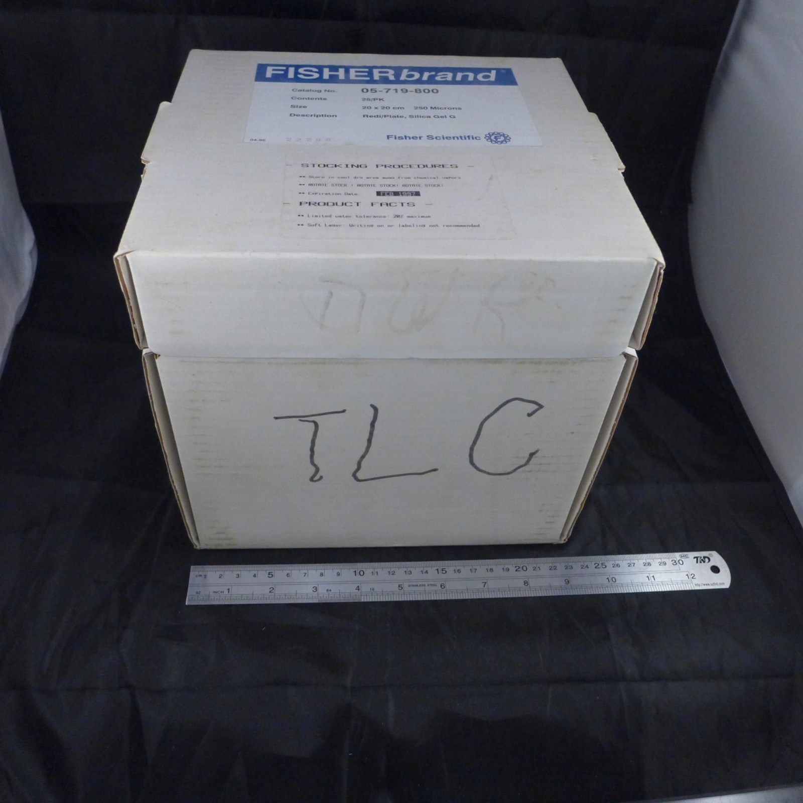 FISHER Glass TLC Plates Silica Gel G, 20 x 20 cm, 250 micron thick #05-719-800