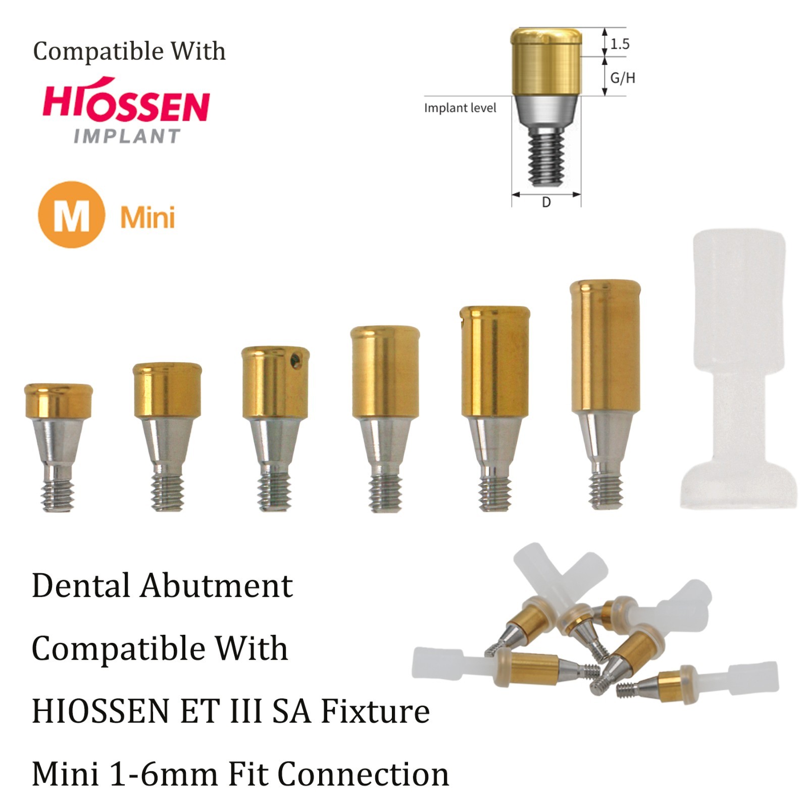 US Hiossen ET ZEST Ti Locator Attachment Overdenture Abutment Fit Mini/Regular