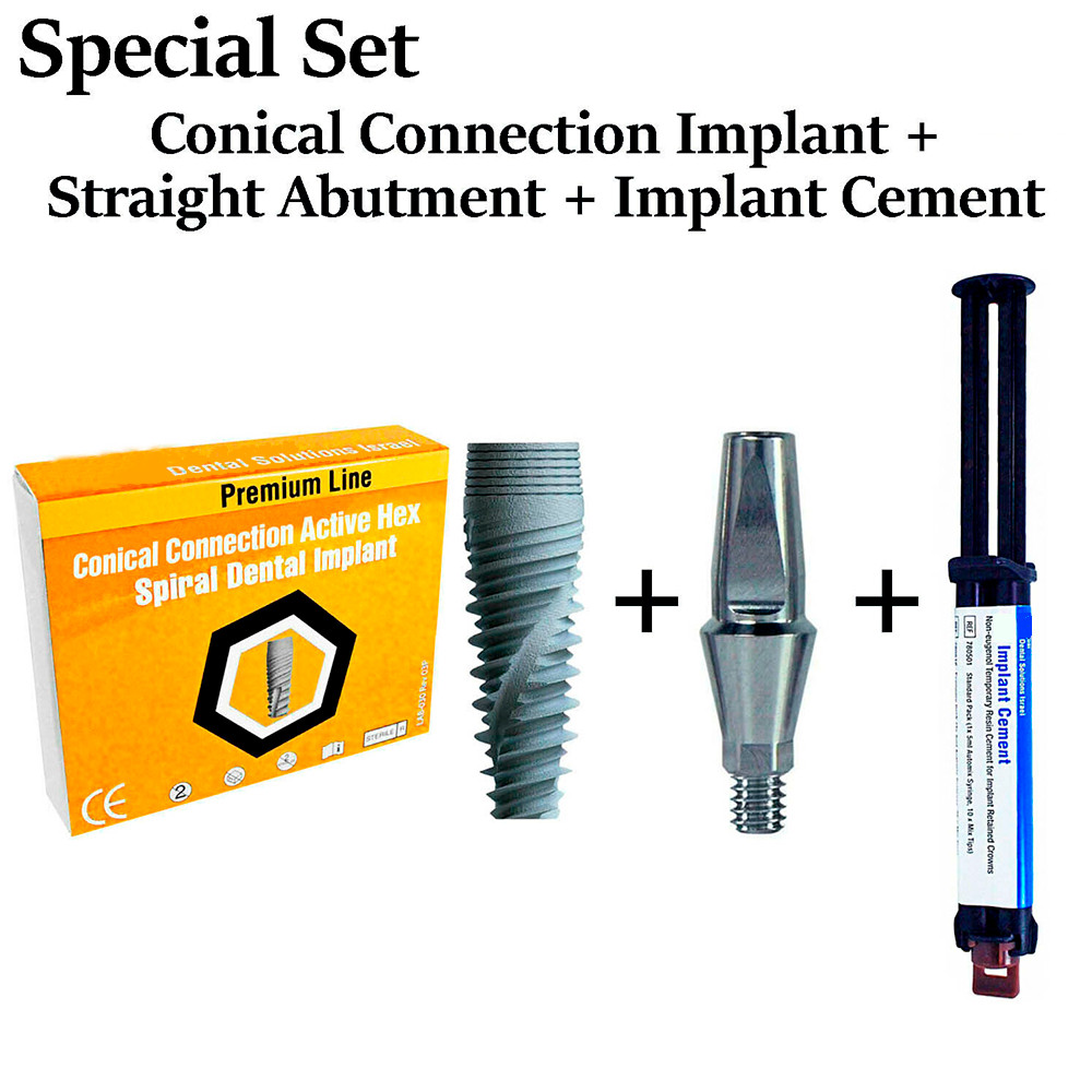 Conical Connection Im pla nt + Straight Abutm ent RP/NP + Temporary Cement Set
