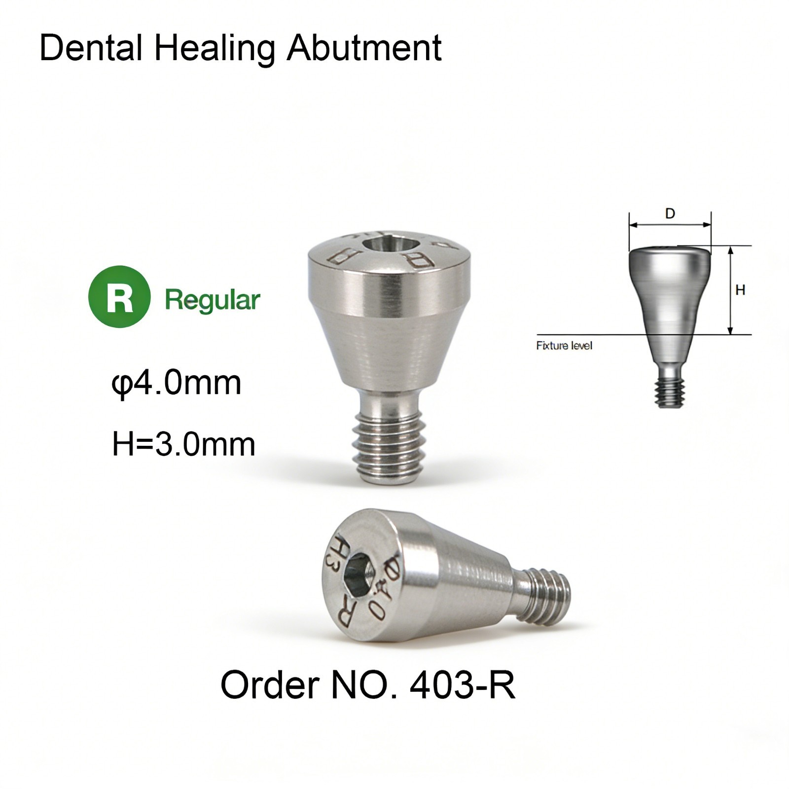 US Dental Healing Abutment Cover Screw Regular For Oss Hiossen Hex Platform