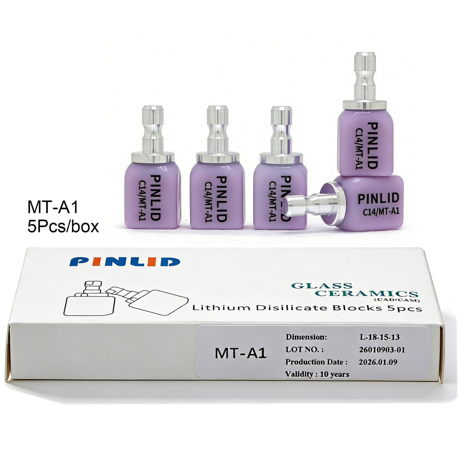 Dental Emax Ceramic Block C14 MT Lithium Disilicate CAD/CAM CEREC Block 5Pcs/box