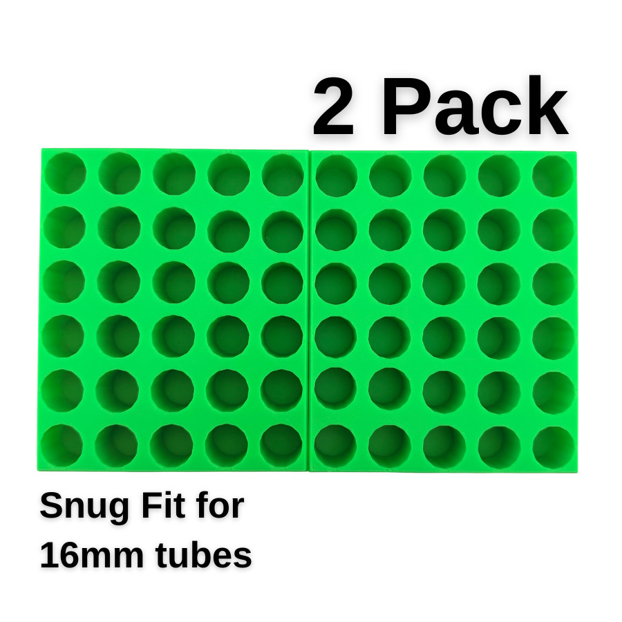 Blood Collection Tube Holder 2 Pack Green 16mm 10ml Phlebotomy Lab Rack USA Made